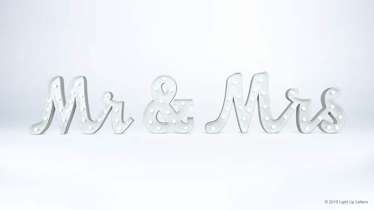 Mr & Mrs Light Up Letters 1.2m tall