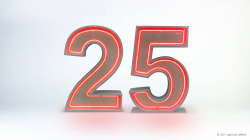 25th Neon Light Up Numbers